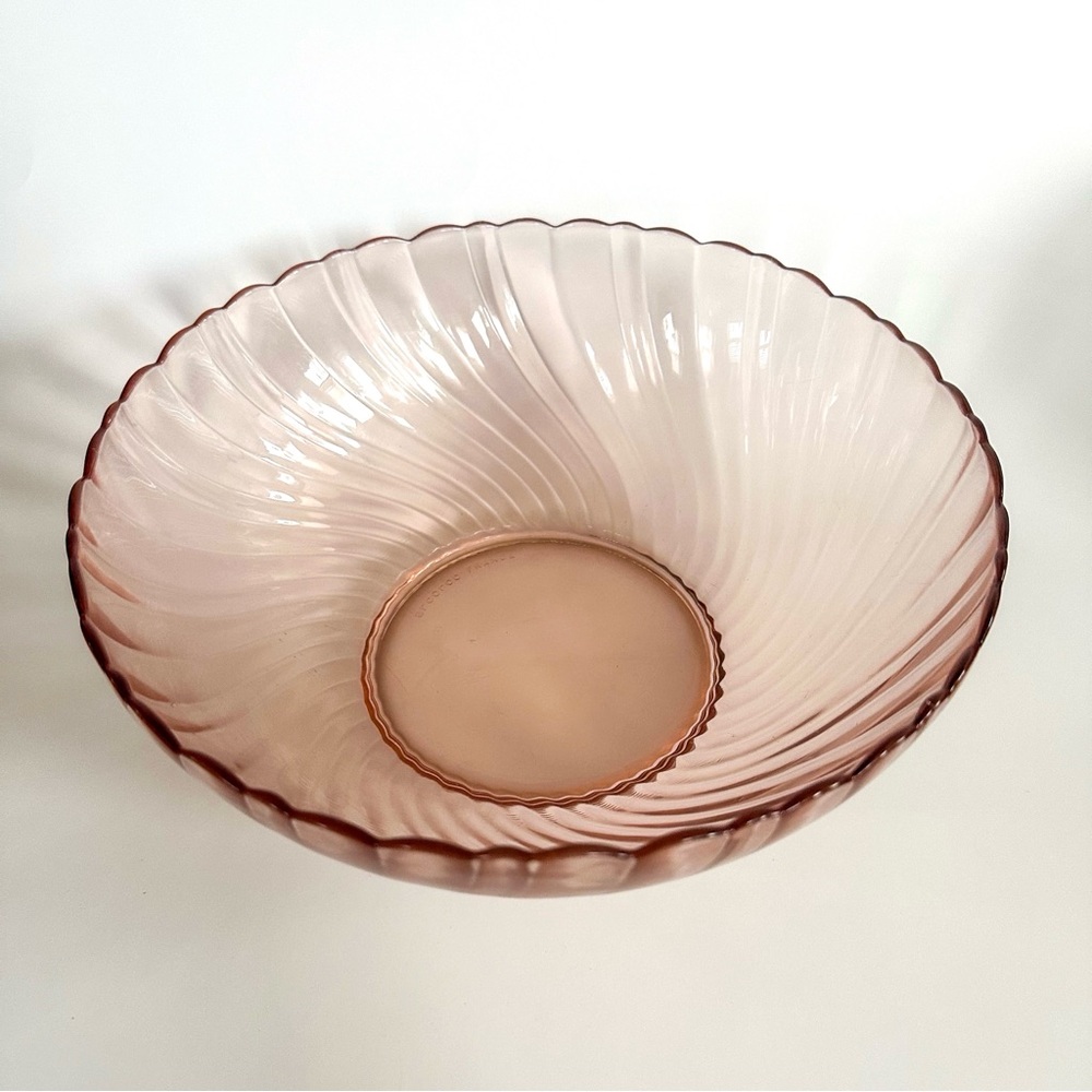 Vintage Arcoroc France Rosalie Pink Swirl Glass 10" Bowl